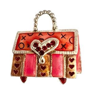 AJMC heart enamel purse brooch